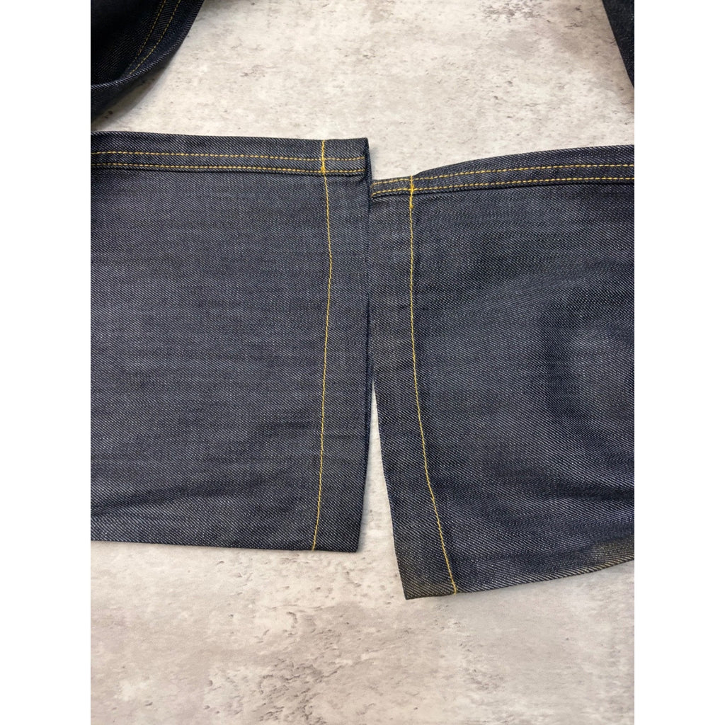 Vintage Y2K Womens Johnny Blaze Embroidered Crest Dark Wash Denim Pants