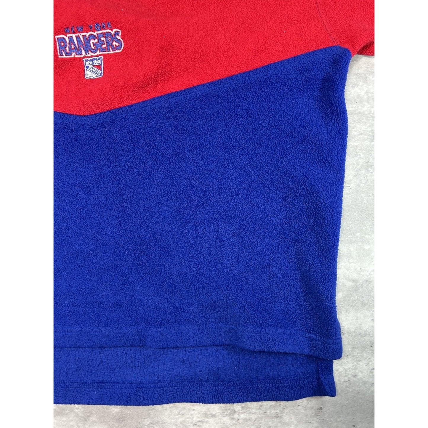 Vintage 90s New York Rangers NHL Embroidered 1/2 Zip Fleece Sweatshirt Sz Large