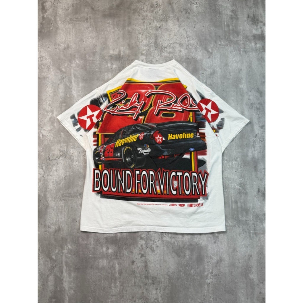 Vintage 90s Ernie Irvan #28 Back In Front All Over Print Nascar T-Shirt Sz Large