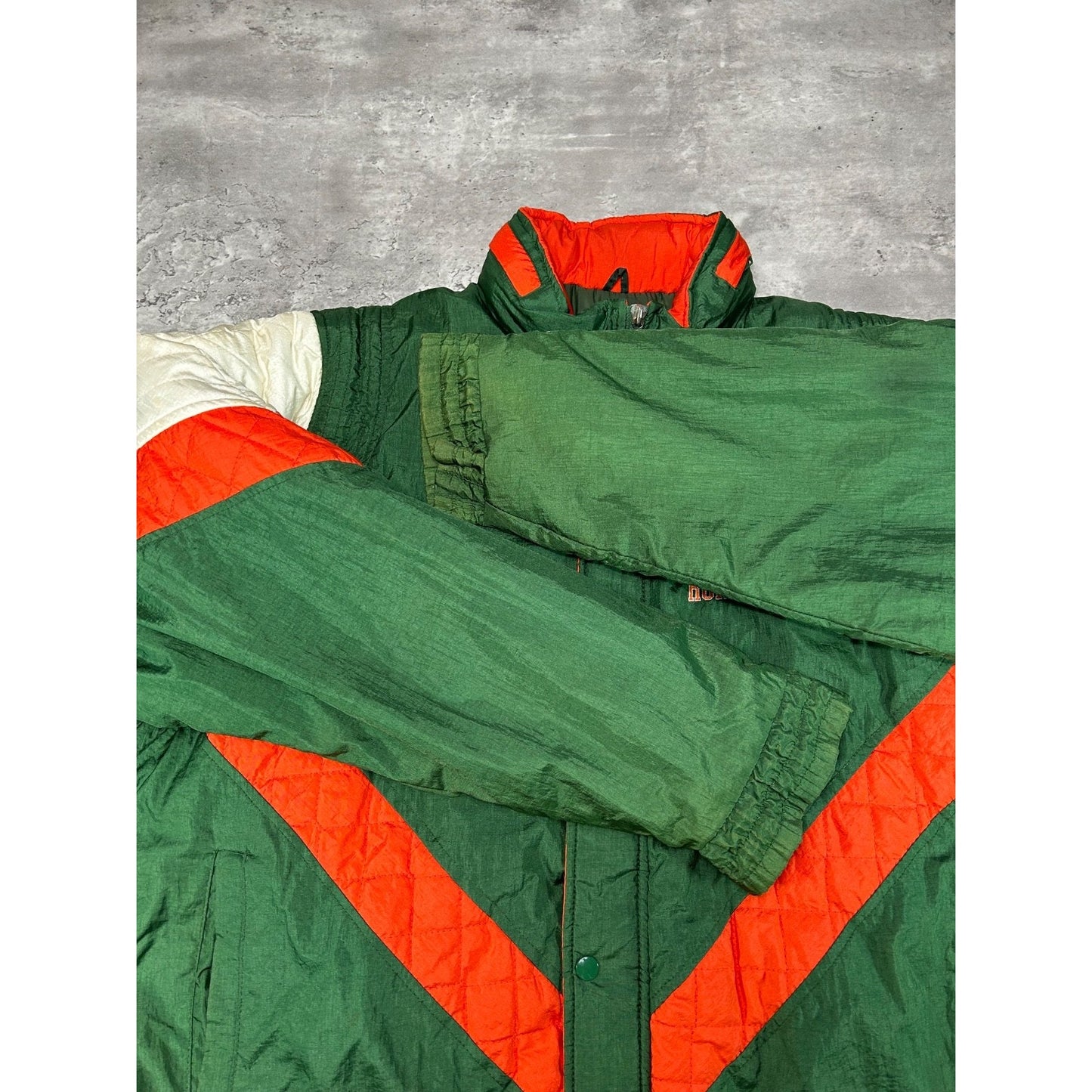 Vintage 90s Miami Hurricanes NCAA Insulated Full Zip Starter Jacket Size XL