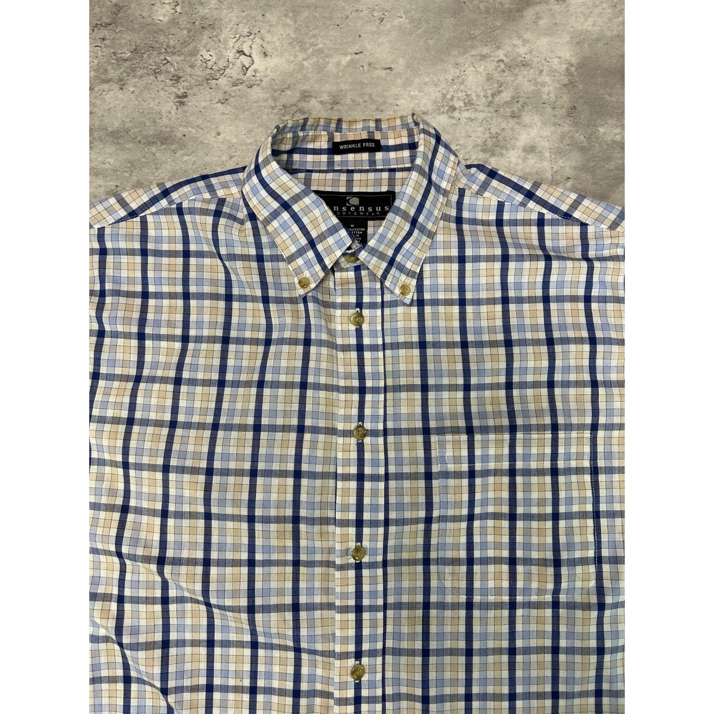 Vintage Consensus Plaid Short Sleeve Reworked Cropped Button Up Shirt Sz Medium