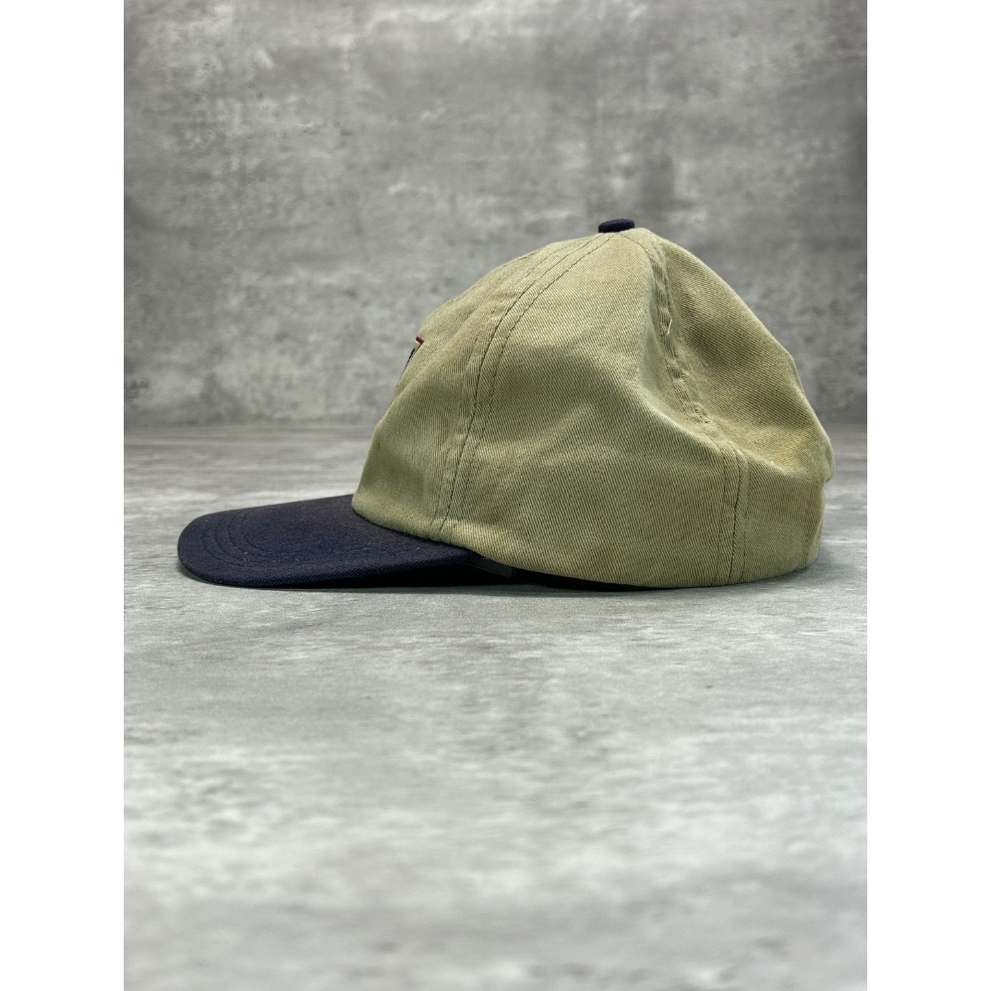 Vintage Disney Golf Embroidered Crest Logo Strapback Hat OSFA Beige