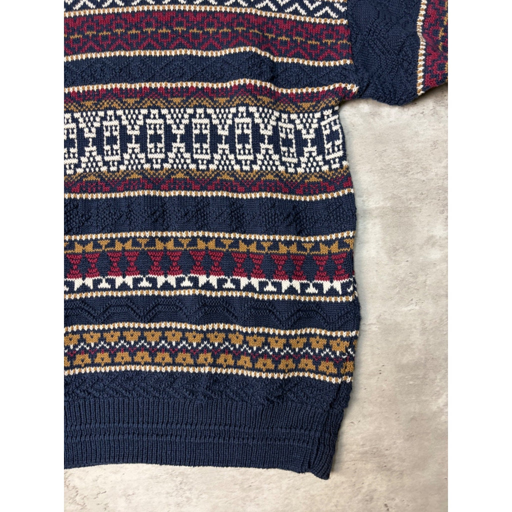 Vintage 90s Jantzen Abstract Pattern Textured Knit Sweater Size Large