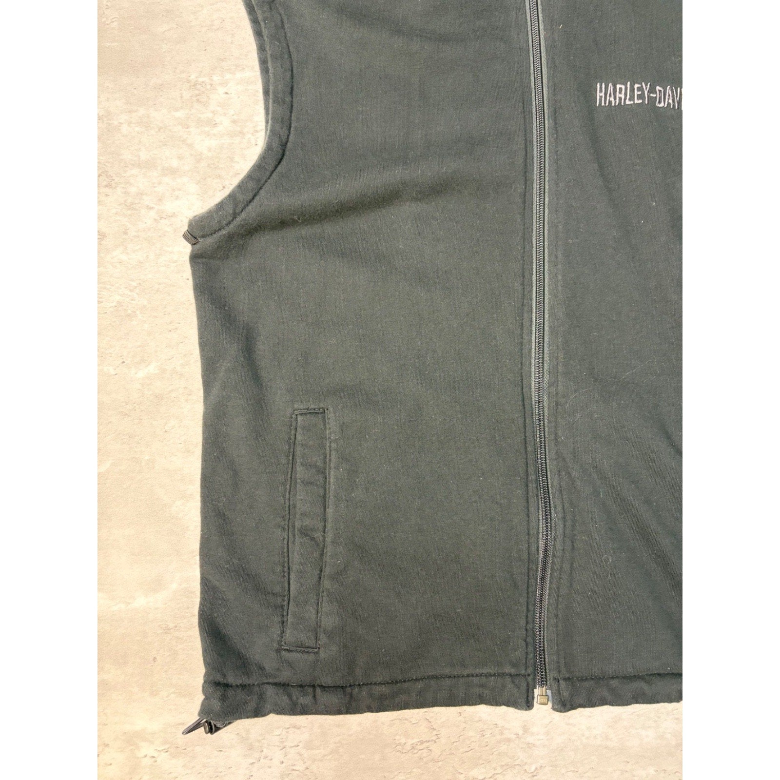 Vintage Harley Davidson Embroidered Spellout Hooded Vest Sweatshirt Size Medium