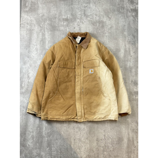 Vintage Carhartt Insulated Canvas Workwear Arctic Jacket Size 2XL Beige