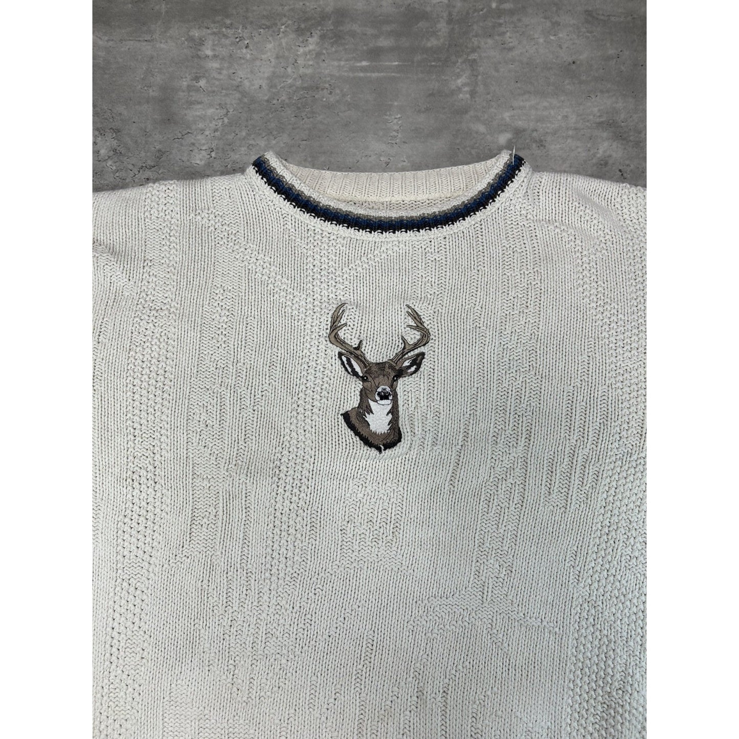 Vintage Deer Graphic Ribber Pullover Knit Sweater Size 2XL