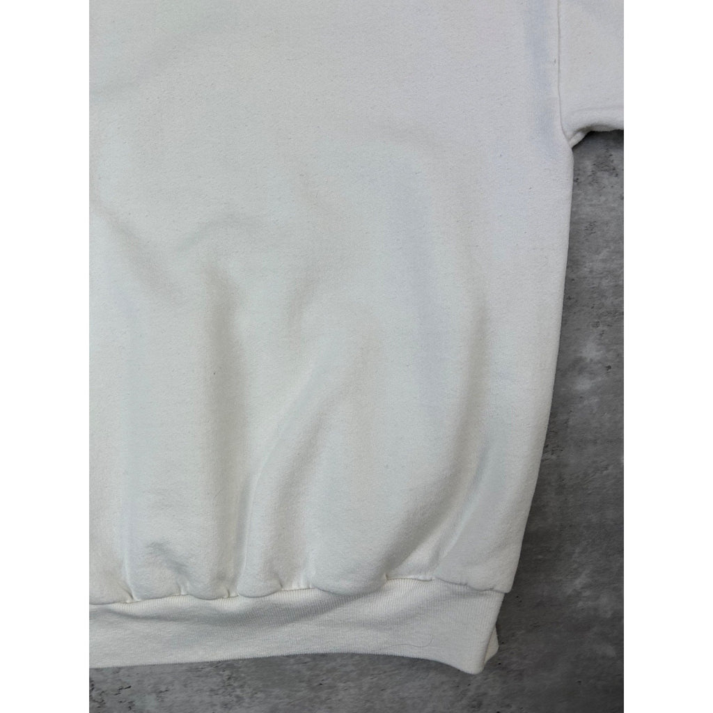Vintage 90s JERZEES Blank Pullover Hooded White Sweatshirt Size Large