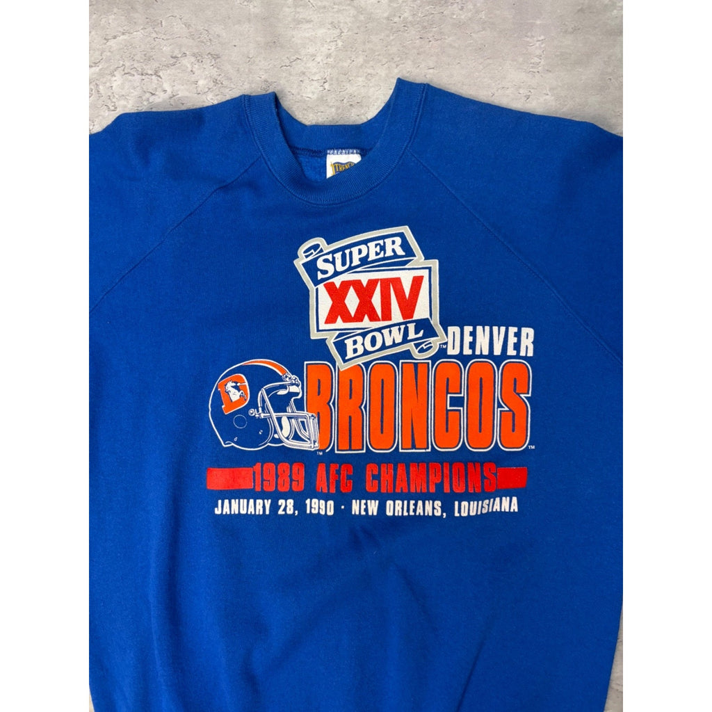 Vintage 1989 Denver Broncos NFL AFC Champions Graphic Sweatshirt Size Large