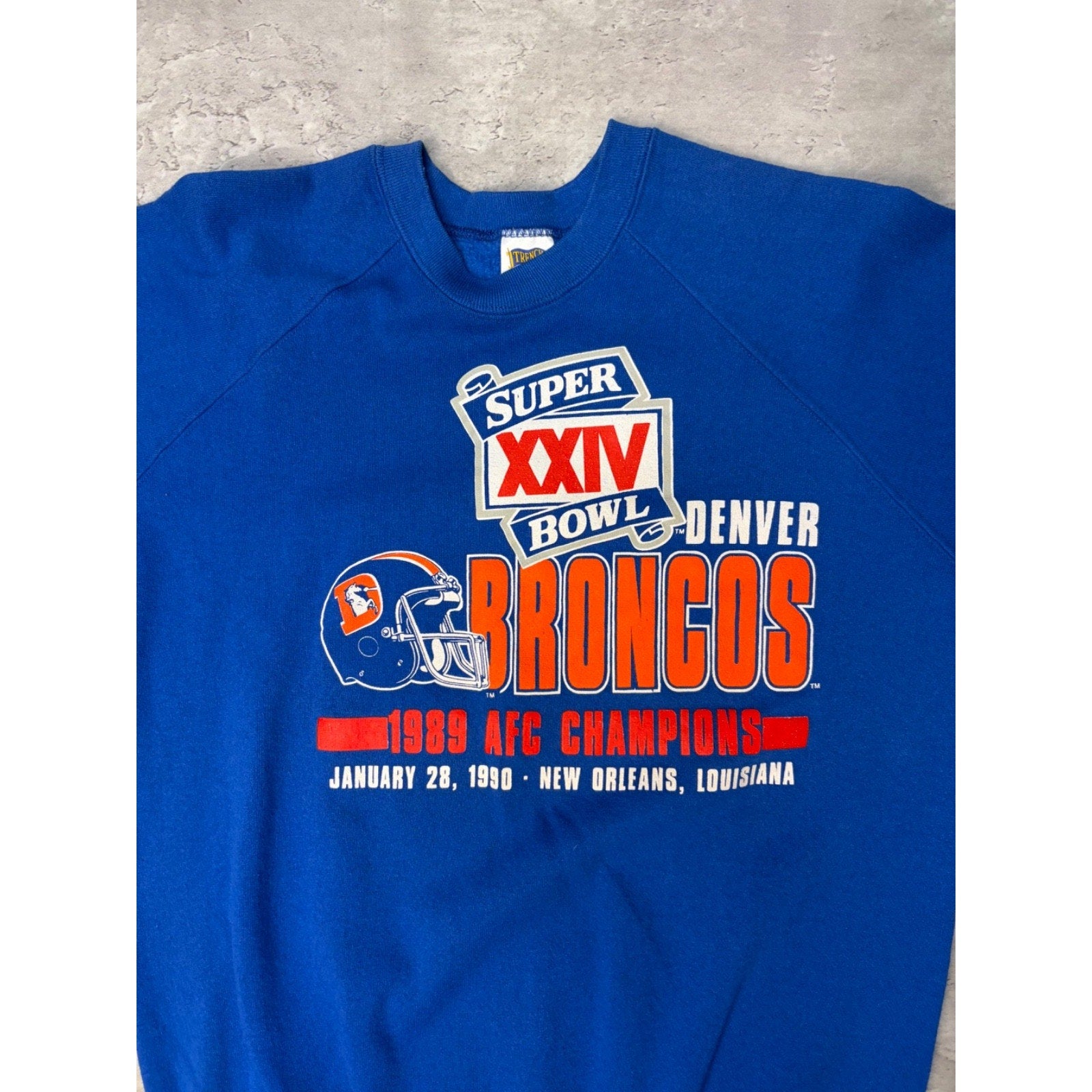 Vintage 1989 Denver Broncos NFL AFC Champions Graphic Sweatshirt Size Large