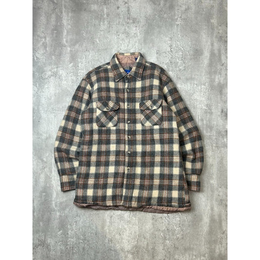 Vintage 80s Northern Summit Quilted Lined Plaid Button Up Shirt Size Large
