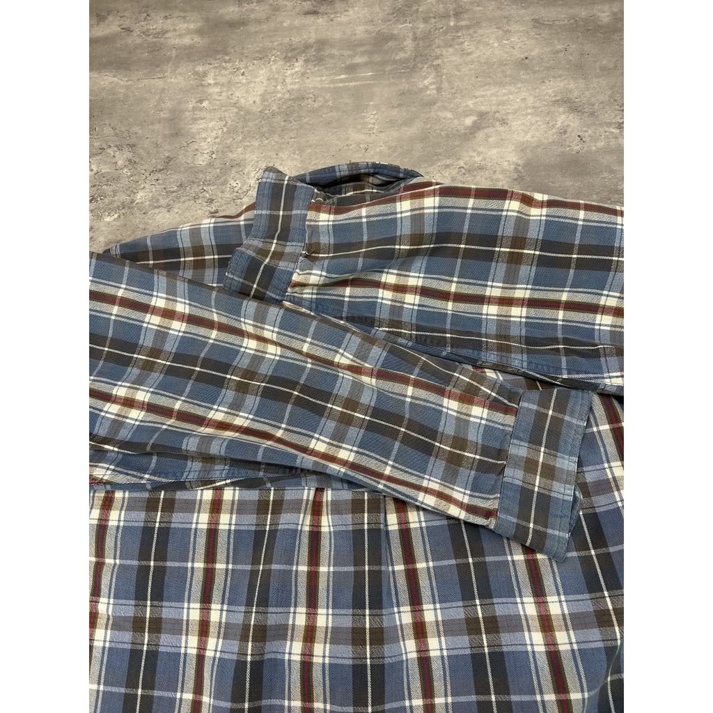Vintage 90s Eddie Bauer Plaid Long Sleeve Double Pocket Button Up Shirt Medium