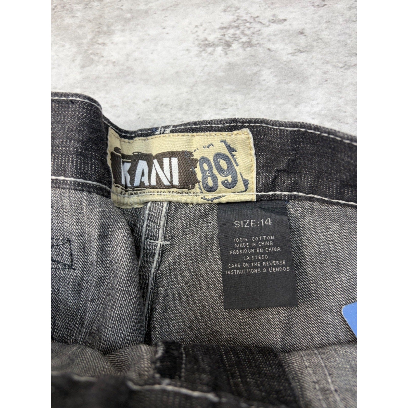 Vintage Y2K Womens Kani Embroidered Spellout Black Wash Denim Pants Size 28x29