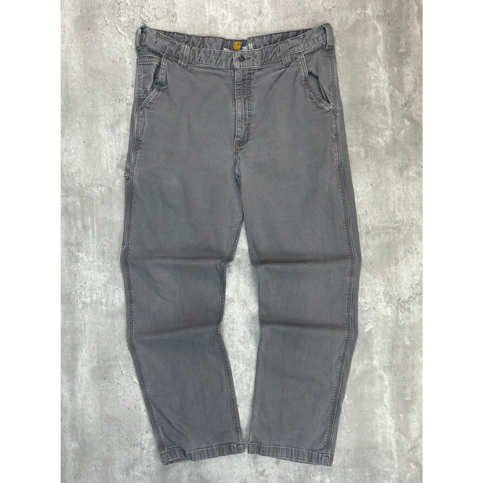 Vintage Carhartt Relaxed Fit Canvas Workwear Five Pocket Pants Size 37 Gray