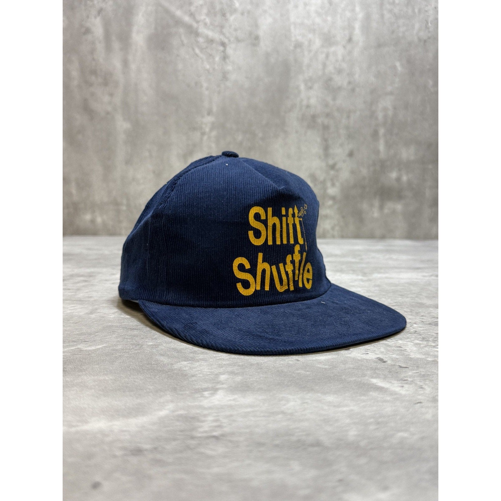 Vintage 90s Shift Shuffle Spellout Graphic Corduroy Snapback Hat OSFA
