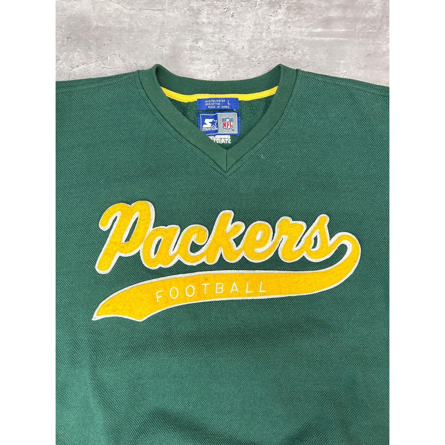 Vintage 90s Green Bay Packers NFL Embroidered Starter Tailsweep Sweatshirt Large