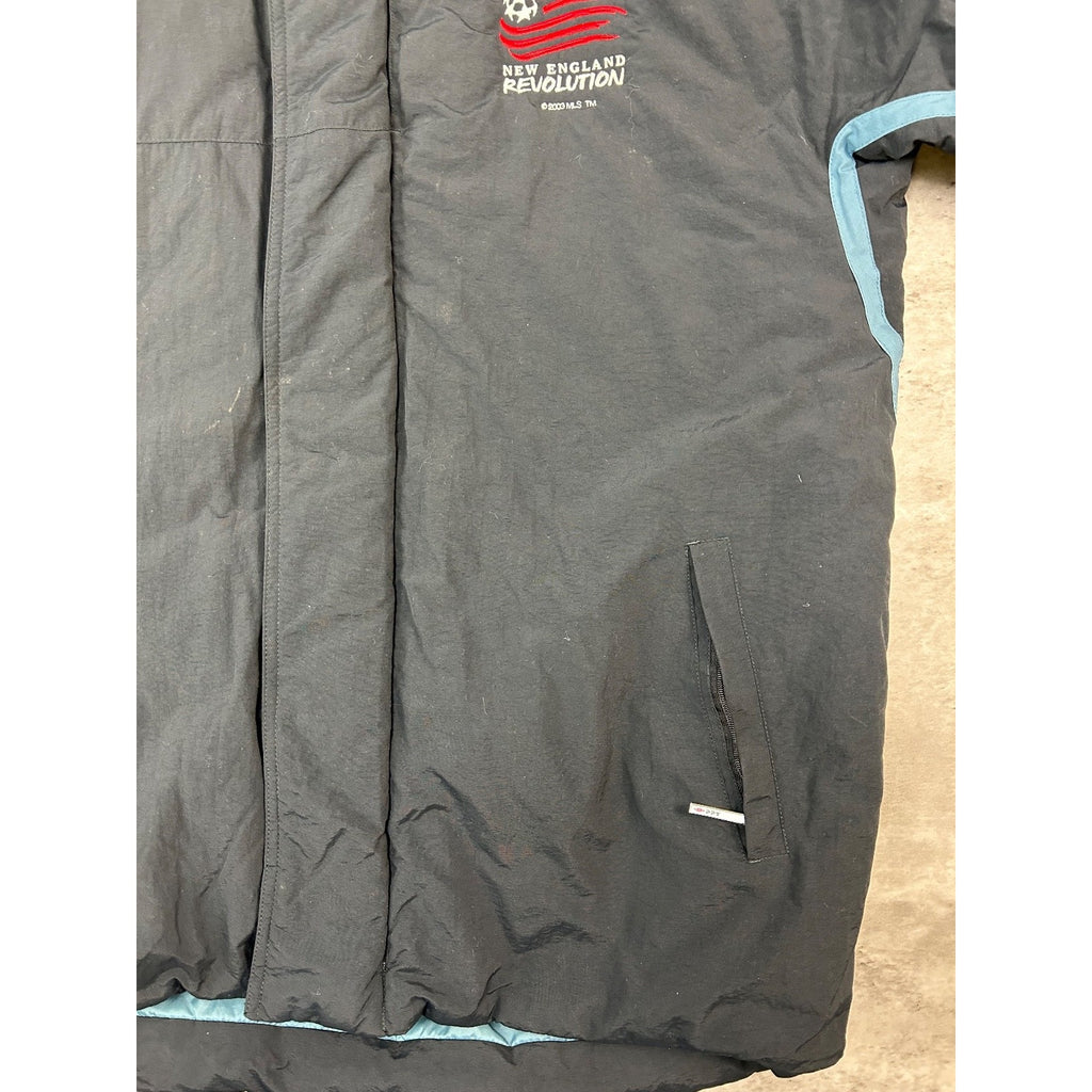 Vintage 2003 New England Revolution MLS Soccer Insulated Long Jacket Size Large