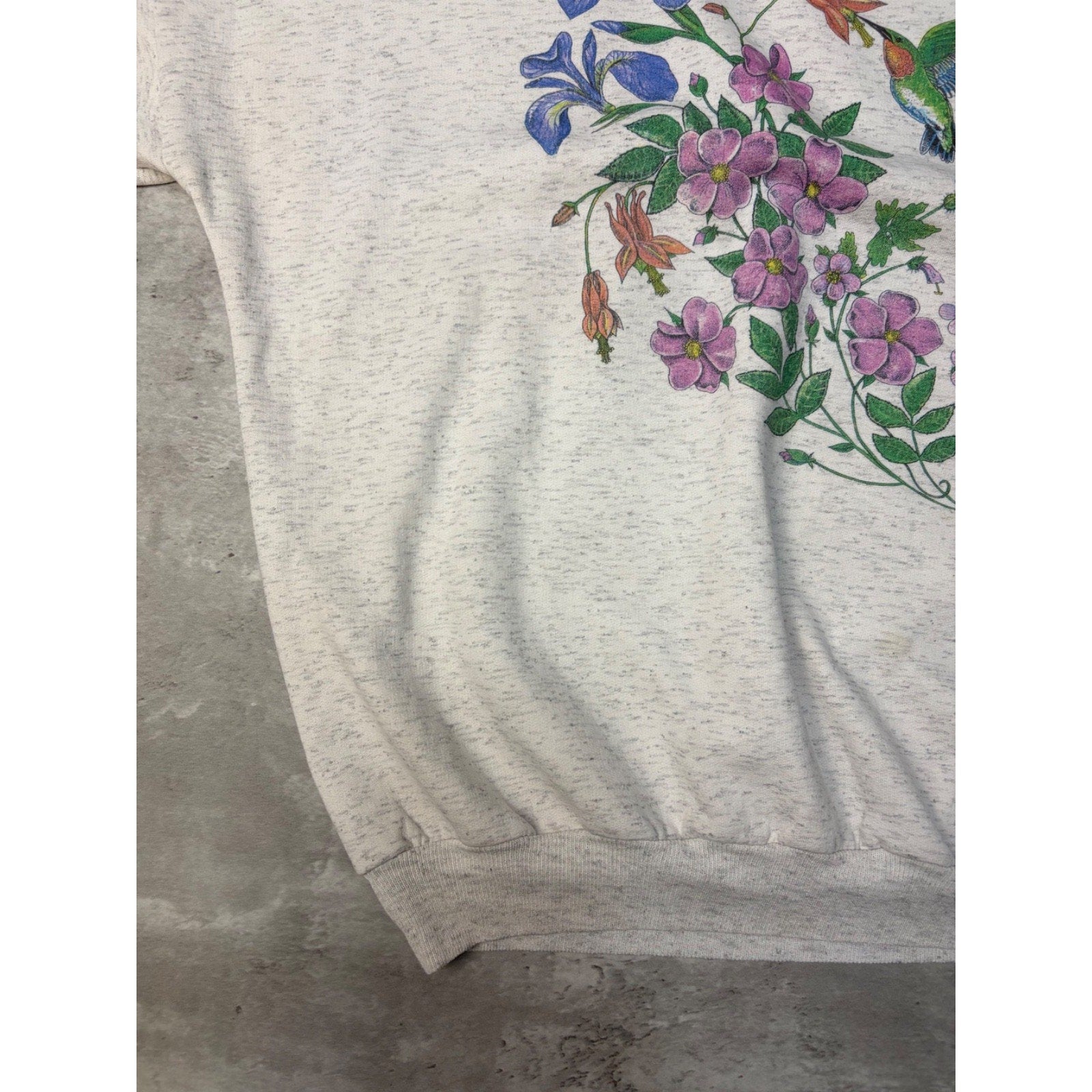 Vintage Adirondacks Hummingbird Nature Graphic Sweatshirt Size Large