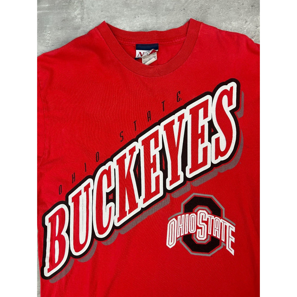 Vintage 90s Ohio State Buckeyes NCAA Collegiate Spellout T-Shirt Size Large