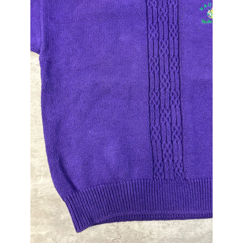 Vintage 90s Nautica Yacht Club Embroidered Pullover Knit Sweater Size Medium