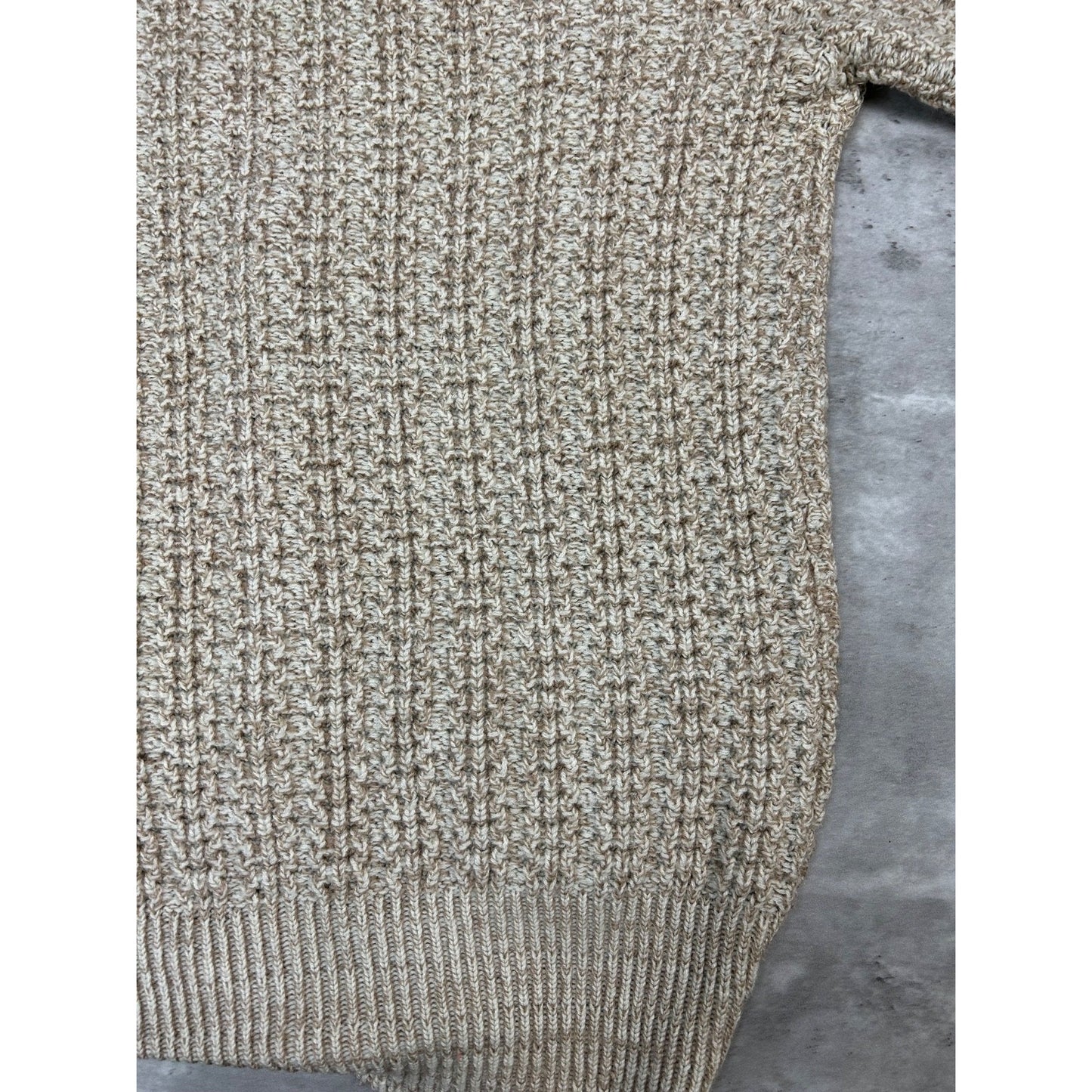 Vintage 80s/90s 3/4 Button Textured Knit Cardigan Sweater Size Large Beige