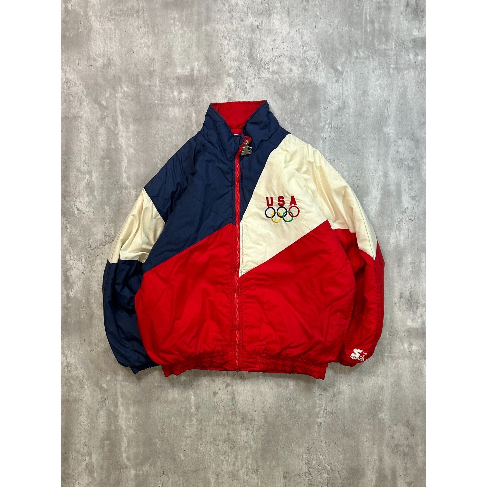 Vintage 90s USA Olympics Full Zip Insulated Starter Jacket Size XL