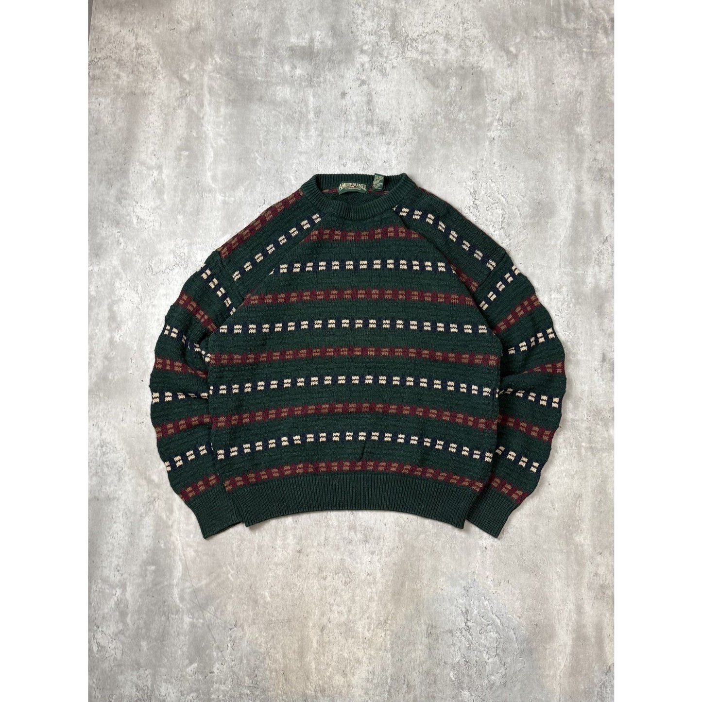 Vintage 90s American Eagle Abstract Striped Ribbed Knit Sweater Size XL
