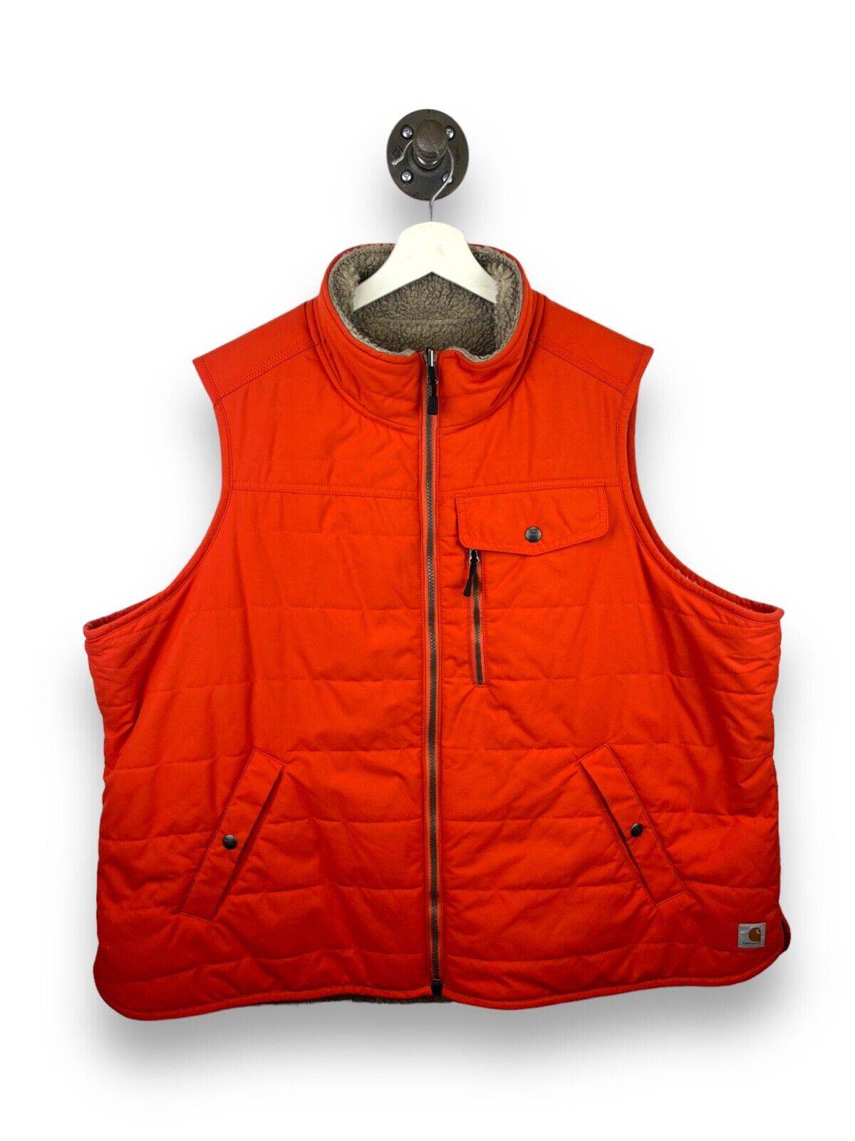 Carhartt Reversible Sherpa Nylon Workwear Vest Jacket Size 2XL Orange