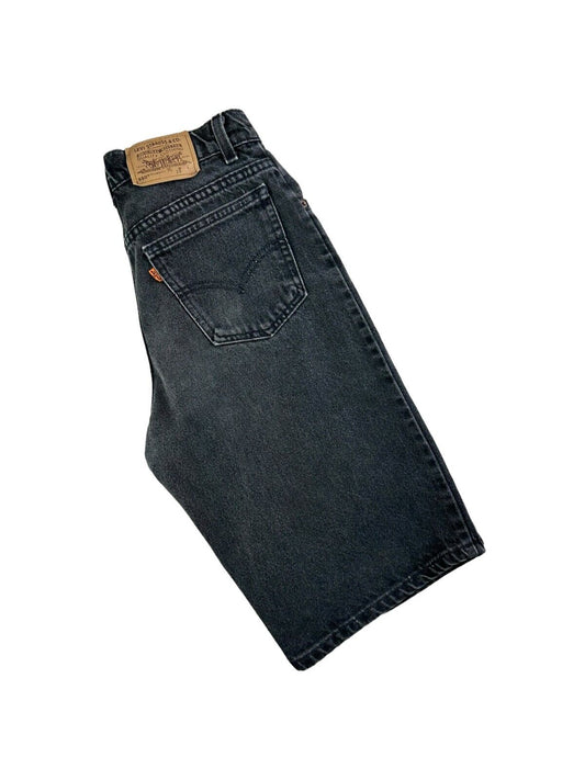Vintage 90s Levi's 550 Orange Tab Relaxed Fit Black Denim Shorts Size 29