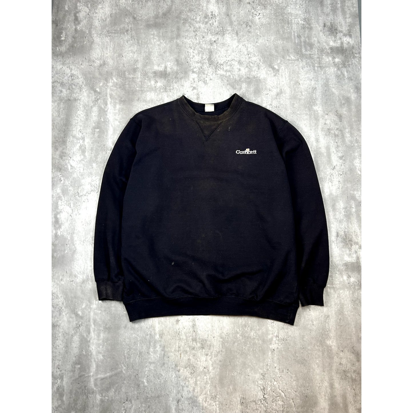 Vintage Carhartt Embroidered Spell Out Pull Over Sweatshirt Size 2XL Black