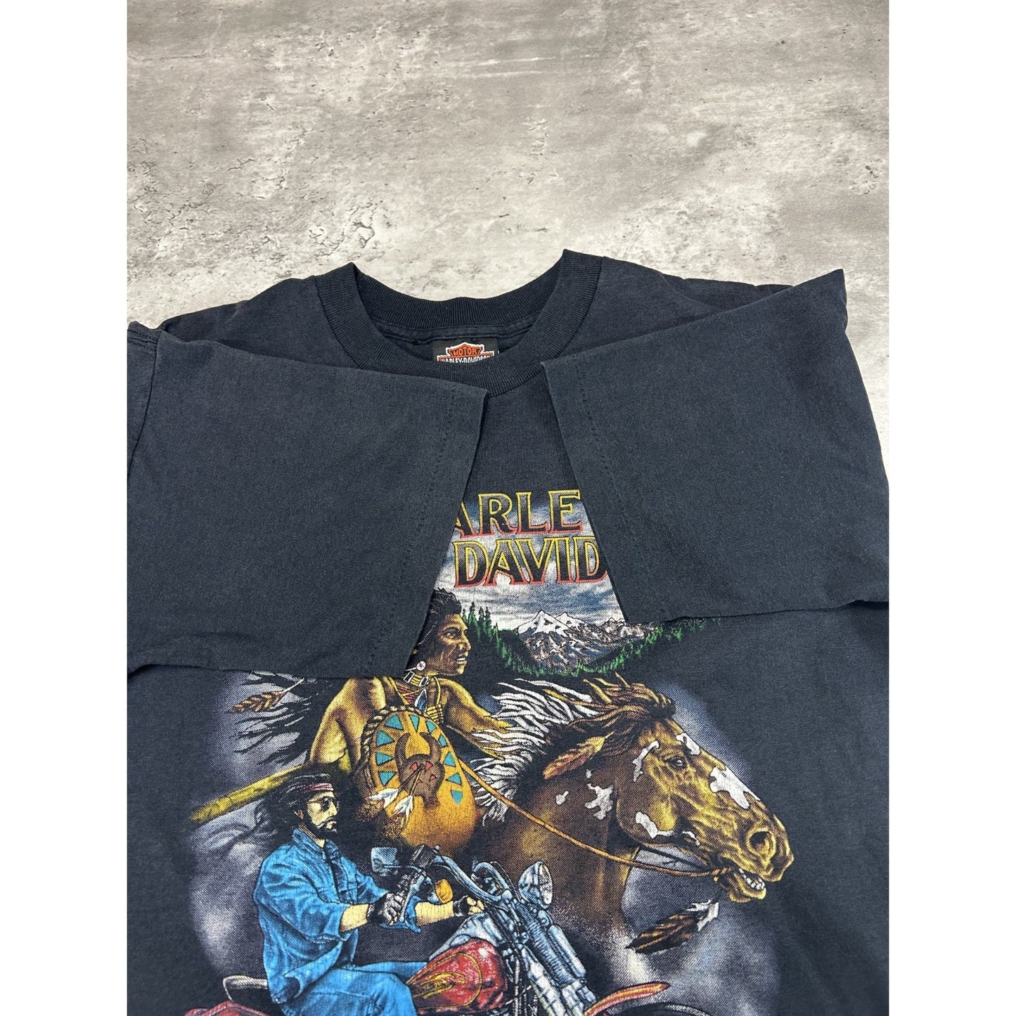 Vintage 1991 Harley Davidson Ride Like The Wind Motorcycle Graphic T-Shirt Large