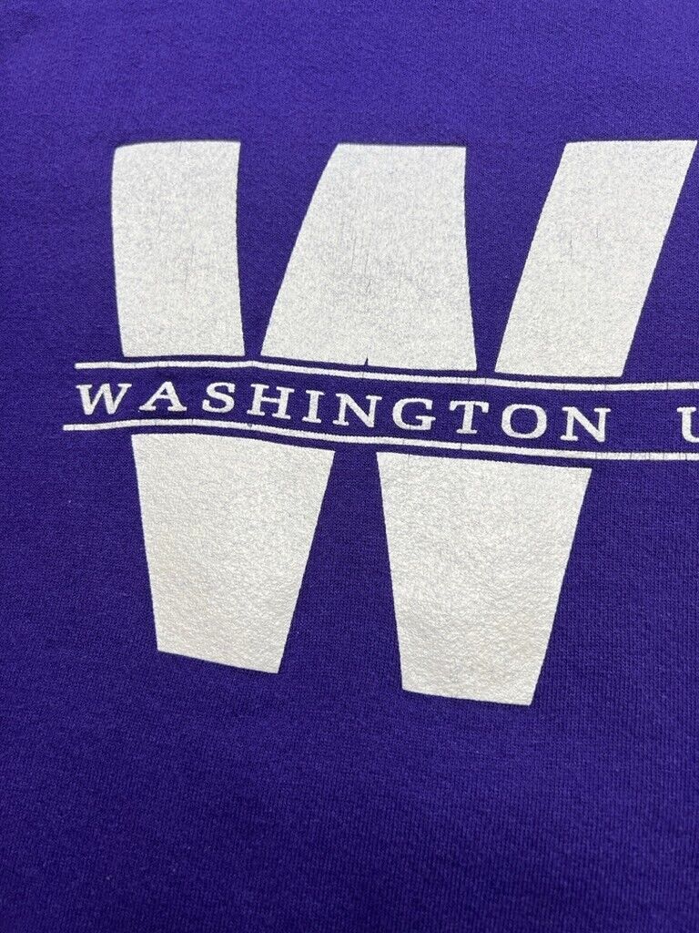 Vintage 90s Washington Huskies NCAA Spellout Graphic Sweatshirt Sz Large Purple