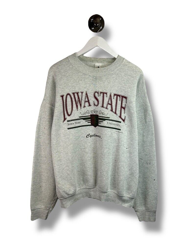 Vintage 90s Iowa State Cyclones NCAA Collegiate Crest Sweatshirt Size 2XL Gray