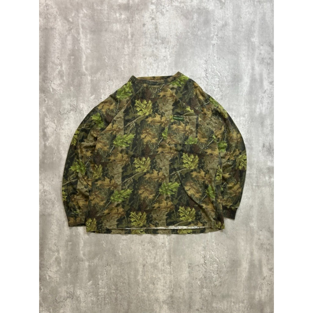 Vintage 90s Nunavut Hunter Tree Camo Hunting Long Sleeve T-Shirt Size Large