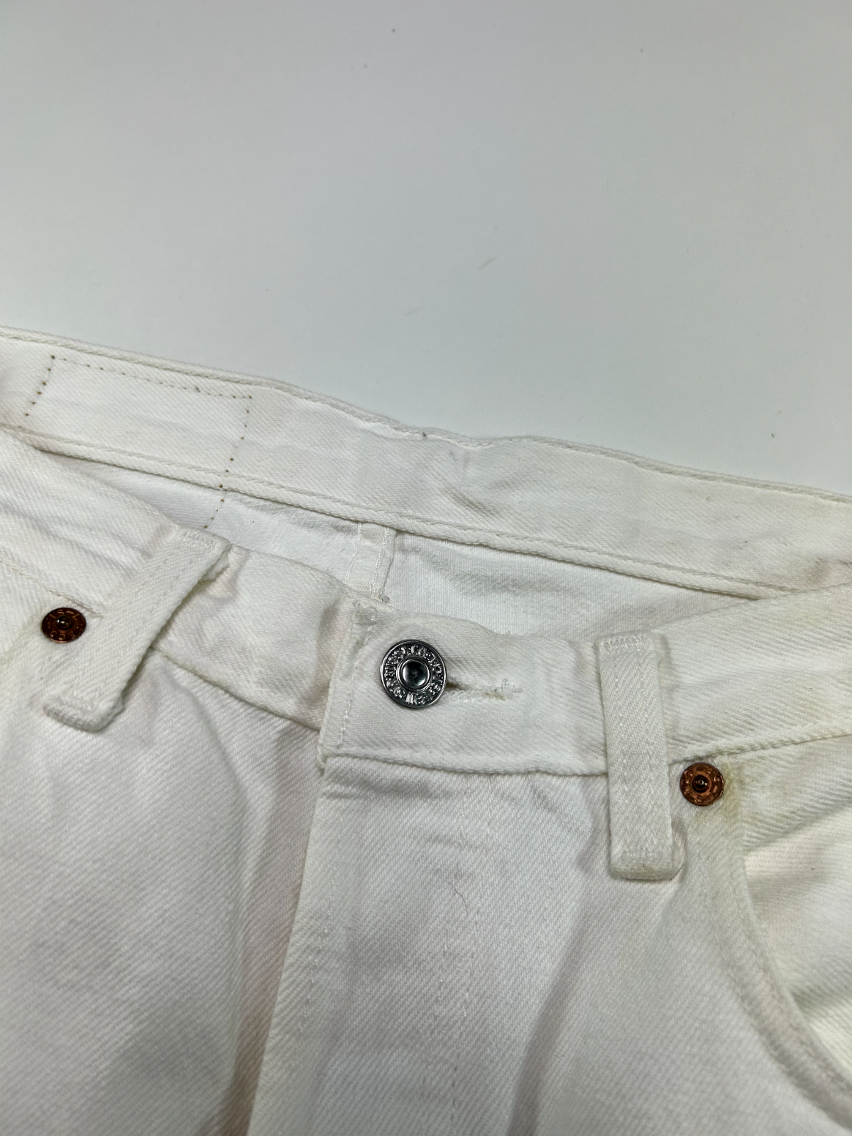 Vintage 90s Levis XX Red Tab 501 Button Fly White Denim Pants Size 34