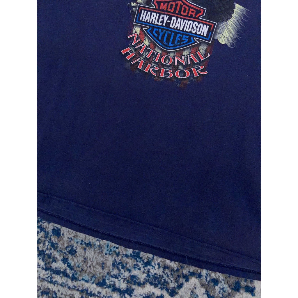 Harley Davidson National Harbor Eagle USA Flag Graphic T-Shirt Size XL