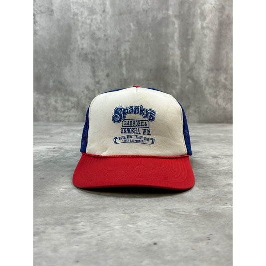 Vintage 90s Spankys Bar & Grill Graphic Spellout Trucker Snapback Hat OSFA