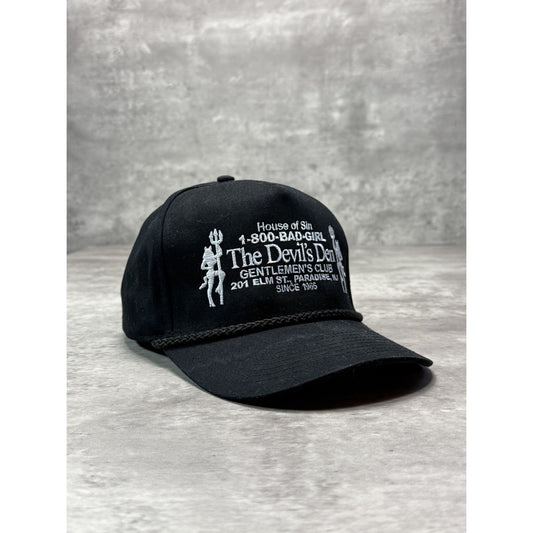 The Devils Den House Of Sin Embroidered Spellout Trucker Snapback Hat OSFA