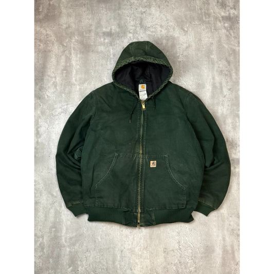 Vintage Carhartt Insulated Canvas Workwear Hooded Active Jacket Size Large Tall