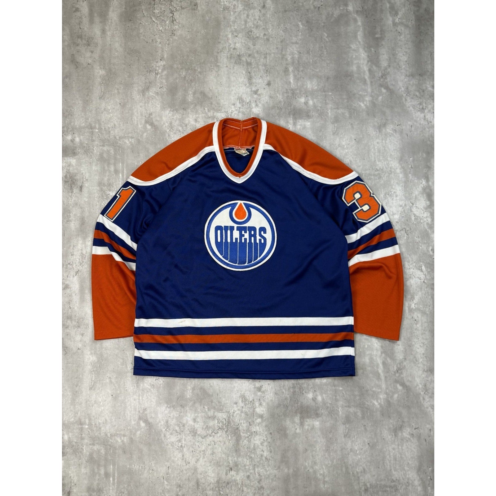 90s Grant Fuhr #31 Edmonton Oilers NHL Stitched CCM Maska Jersey Size Large