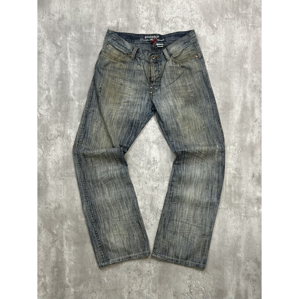 Vintage Y2K Parasuco Distressed Gray Denim Straight Fit Denim Pants Size 33