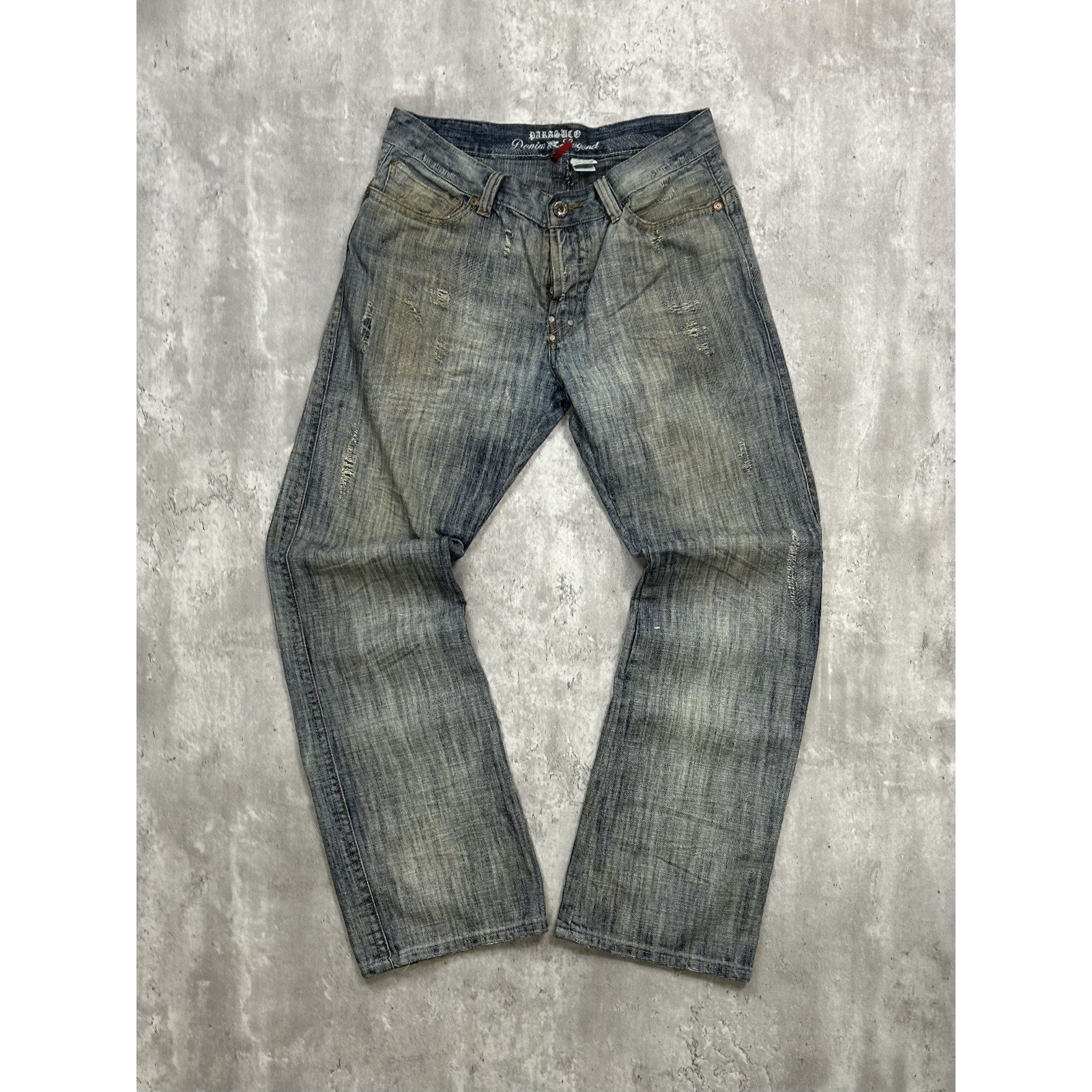 Vintage Y2K Parasuco Distressed Gray Denim Straight Fit Denim Pants Size 33