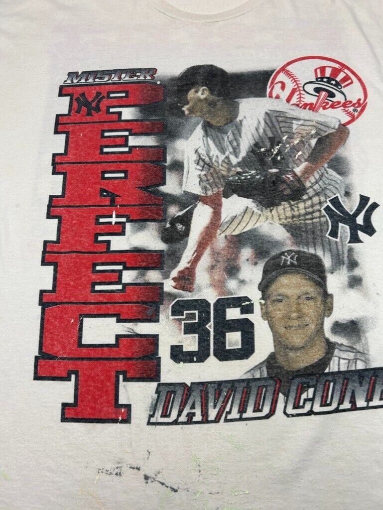 Vintage 1999 David Cone #36 Yankees MLB Mister Perfect Graphic T-Shirt Sz XL 90s