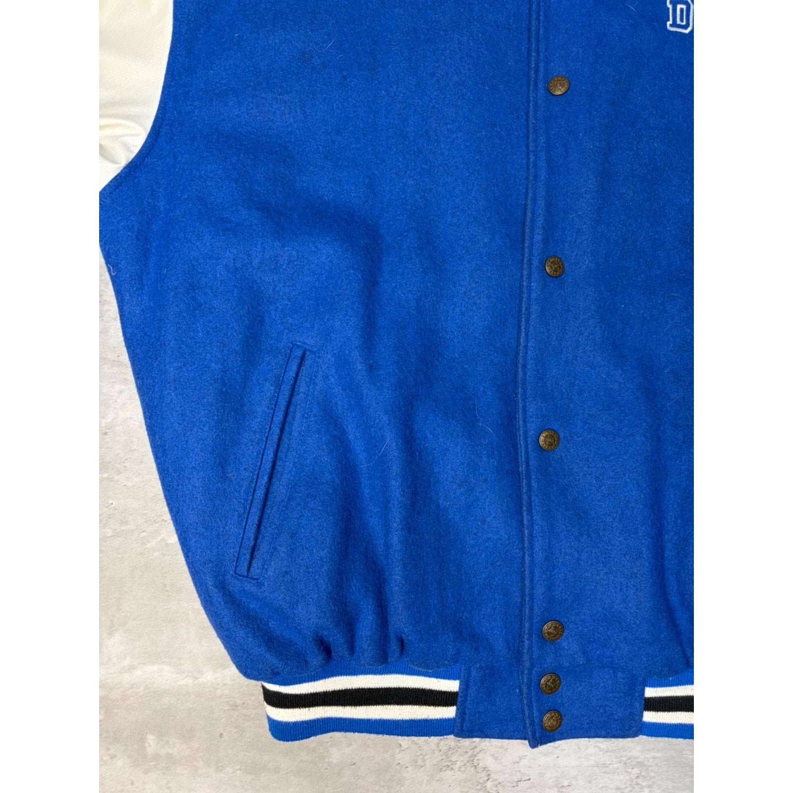 Vintage Duke Blue Devils NCAA Pleather Varsity Style Bomber Jacket Size Large