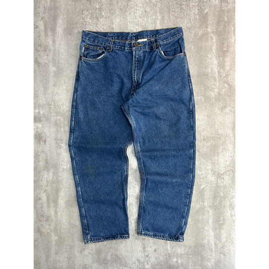 Vintage Carhartt Plaid Lined Dark Wash Denim Workwear Pants Size 38