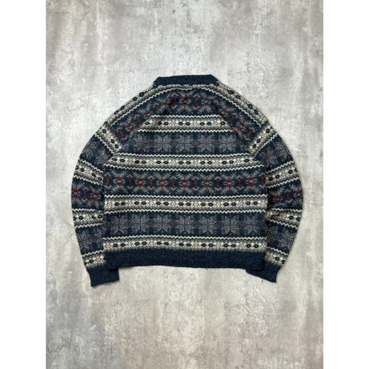 Vintage 80s Etchings Abstract Striped Ribbed Pullover Knit Sweater Size Large
