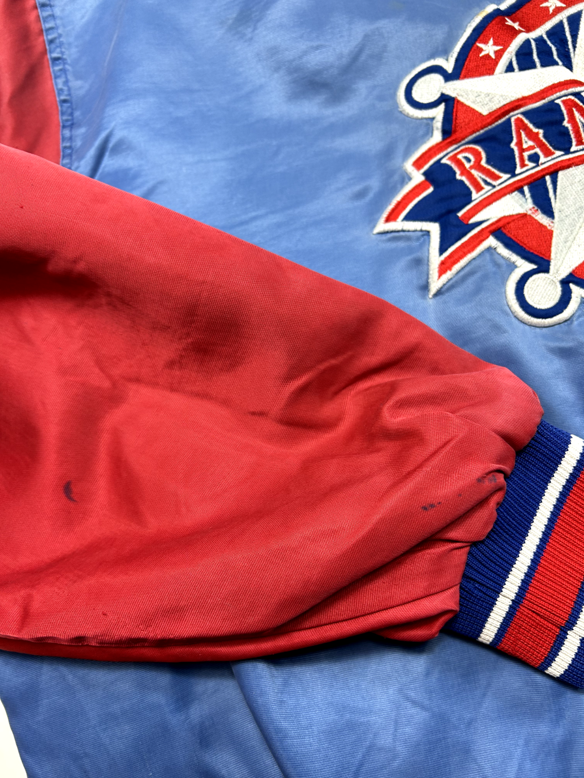 Vintage 90s Texas Rangers MLB Embroidered Starter Bomber Jacket Size XL