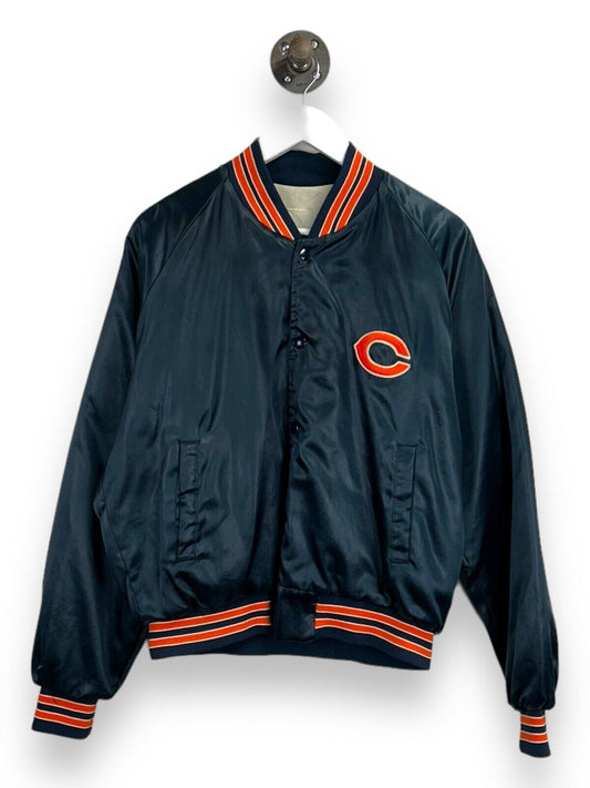 Vintage 80s Chicago Bears NFL Embroidered Logo Satin Bomber Jacket Size Medium