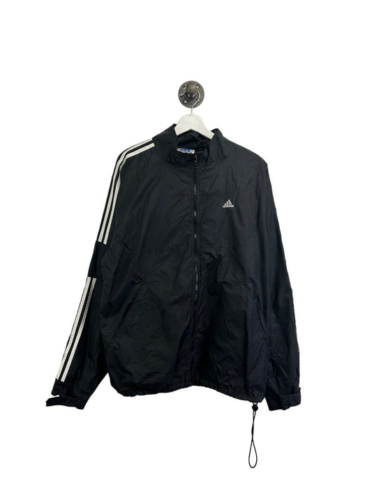 Vintage 90s Adidas Embroidered Logo Nylon Windbreaker Jacket Size Large Black