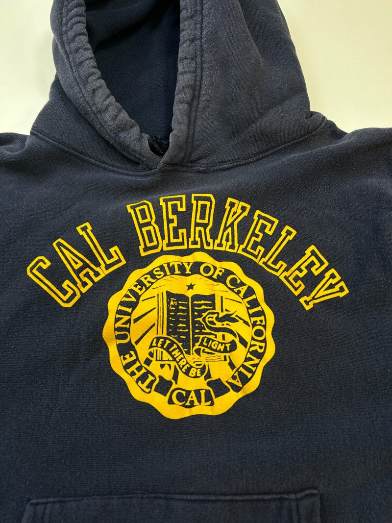 Vintage 90s Cal Berkeley Collegiate Crest Heavyweight Hooded Sweatshirt Sz Large