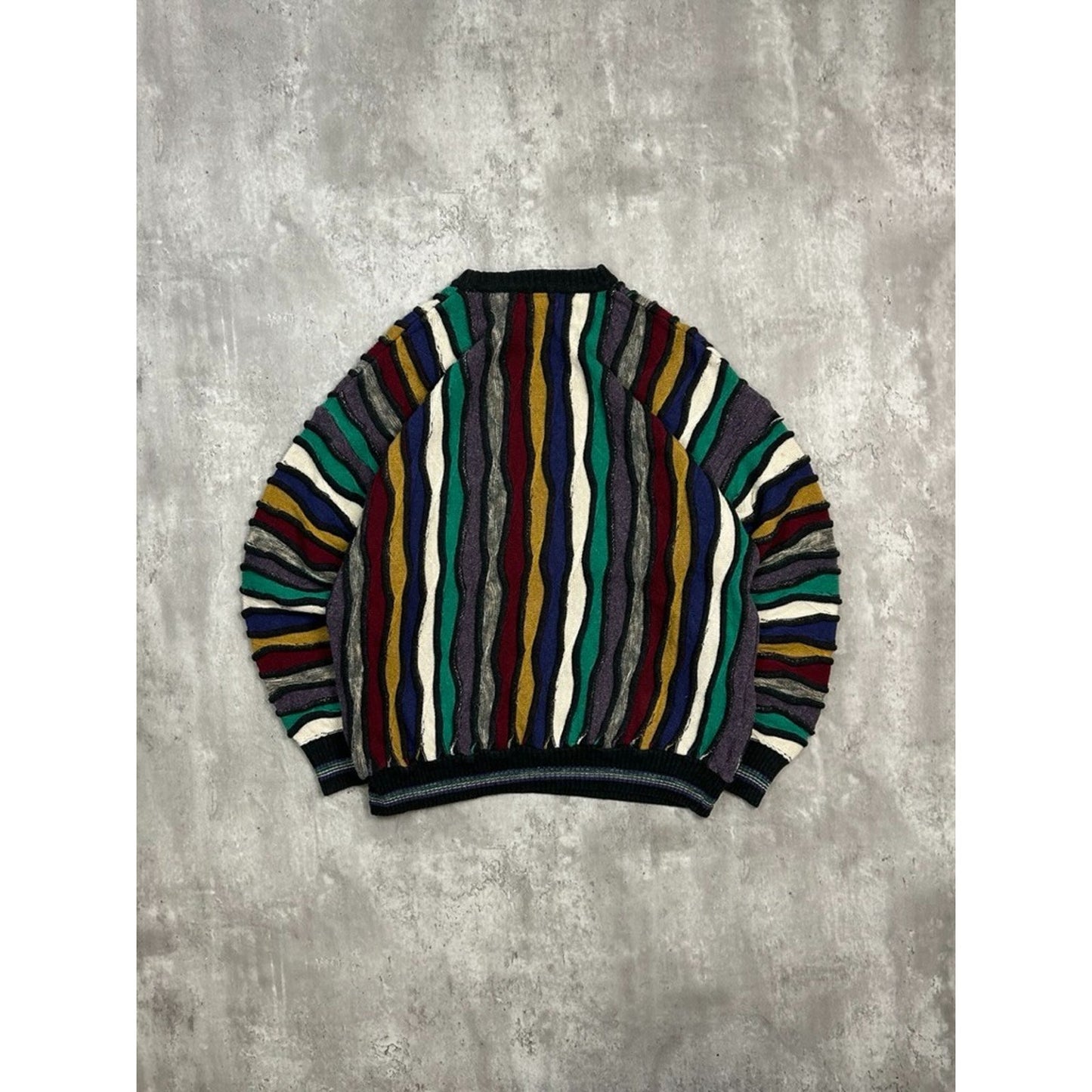 Vintage 90s Alfani 3D Striped Print Pullover Knit Sweater Size XL